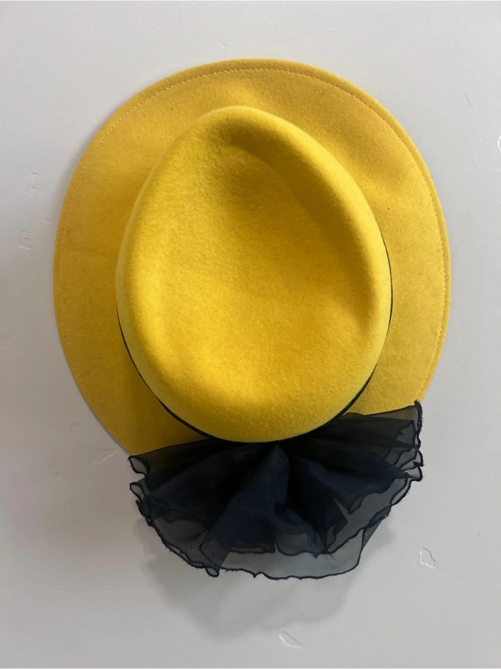 Doeskin Mustard yellow 100% wool Felt Fedora with Black Band